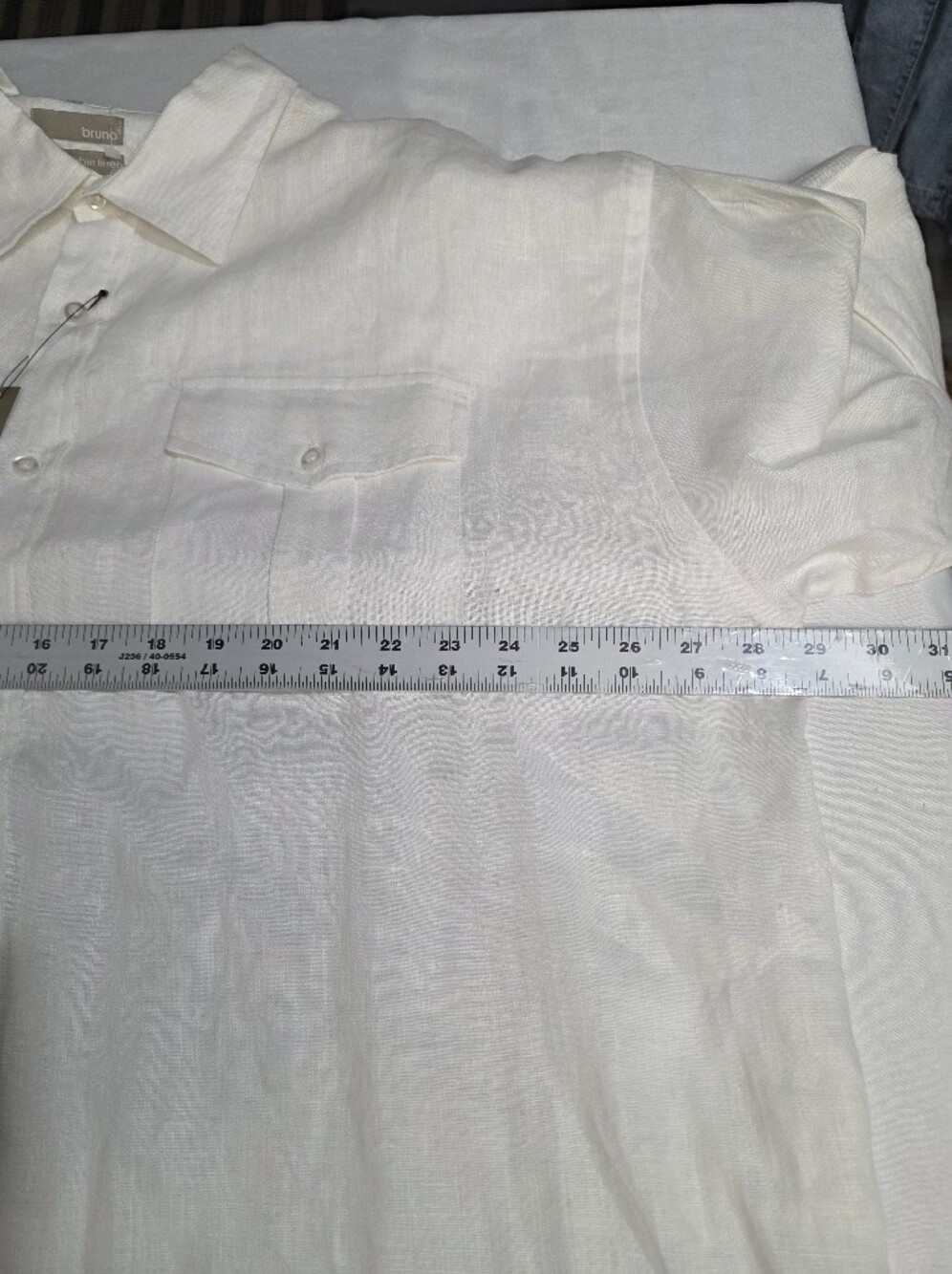 Bruno Mens 3XLB 100% White Linen Button-Down Tab Sleeve Shirt - Picture 4 of 8